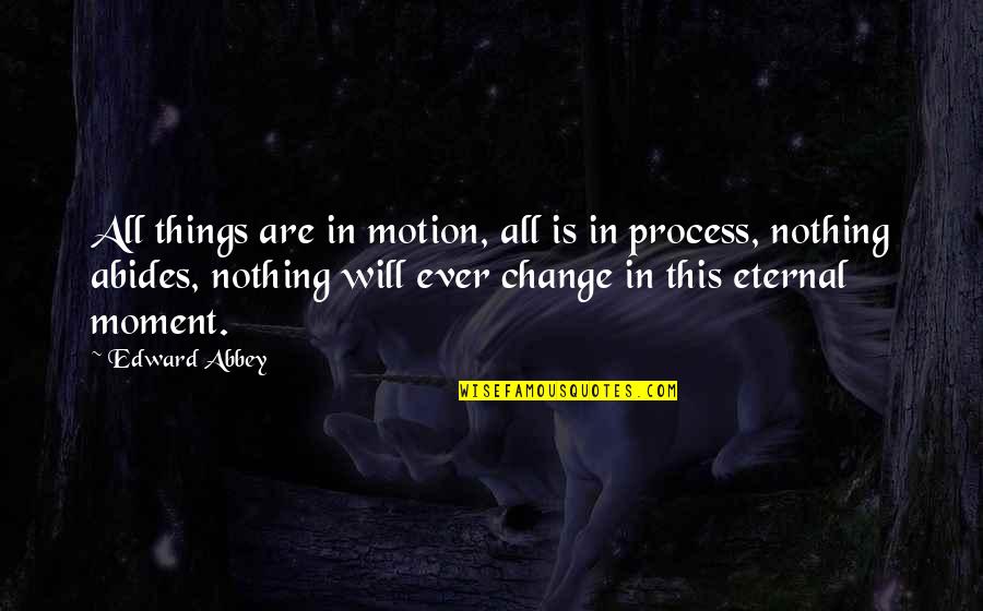 Nothing Will Ever Change Quotes By Edward Abbey: All things are in motion, all is in