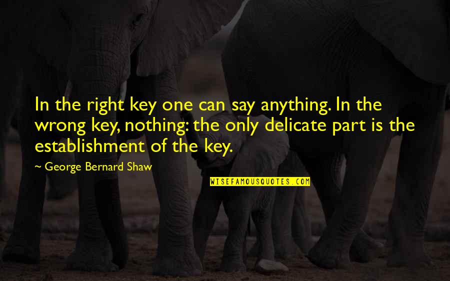 Nothing Wrong And Nothing Right Quotes By George Bernard Shaw: In the right key one can say anything. Nothing Wrong And Nothing Right Quotes By George Bernard Shaw: In the right key one can say anything.