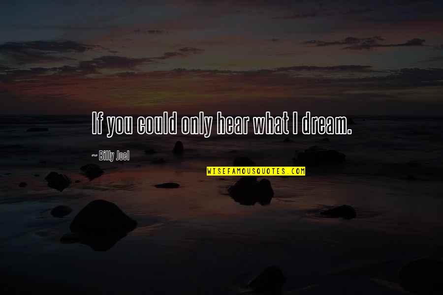 Nothings Fair Quotes By Billy Joel: If you could only hear what I dream.