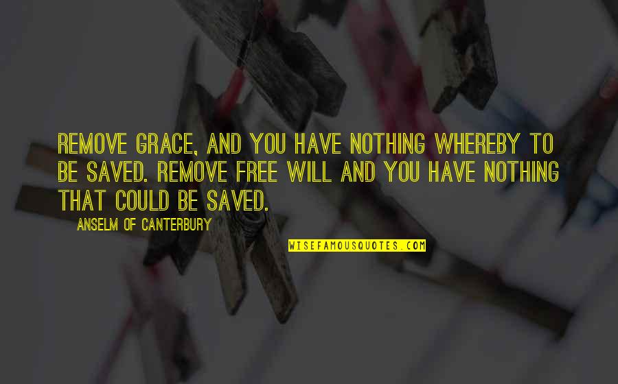 Nothing's Free Quotes By Anselm Of Canterbury: Remove grace, and you have nothing whereby to