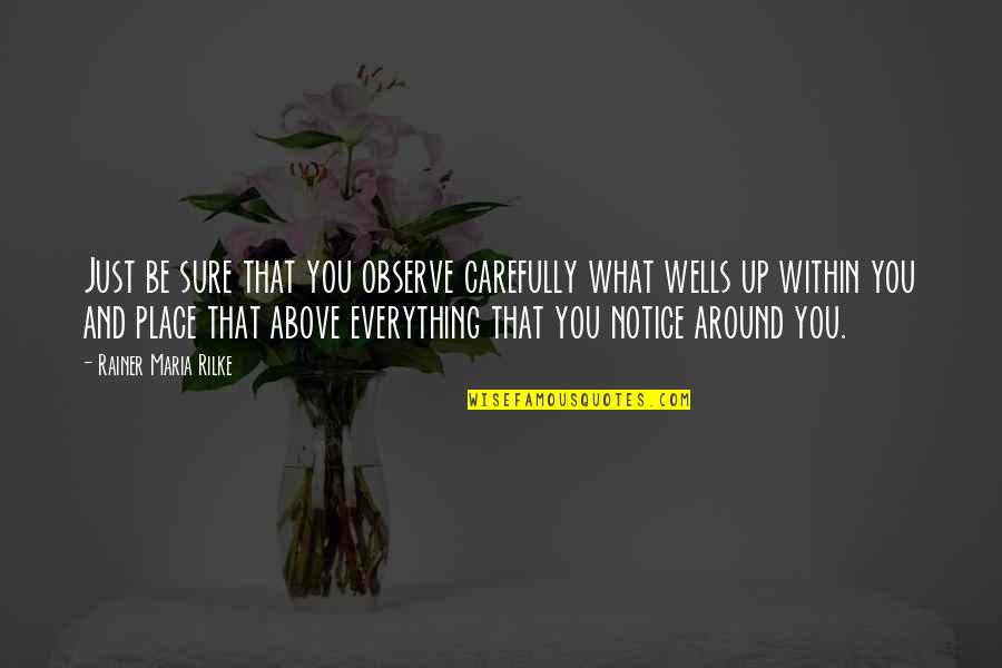 Notice Everything Quotes By Rainer Maria Rilke: Just be sure that you observe carefully what