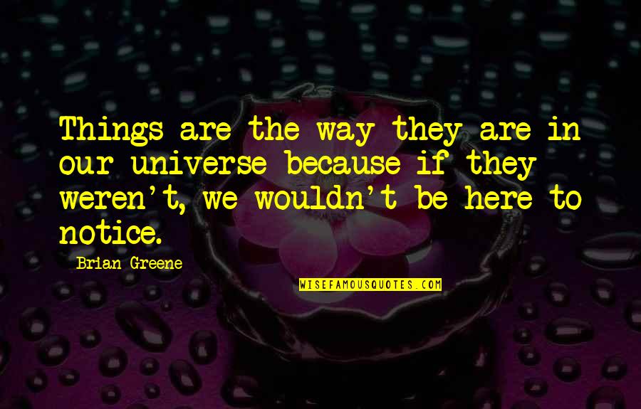 Notice Things Quotes By Brian Greene: Things are the way they are in our
