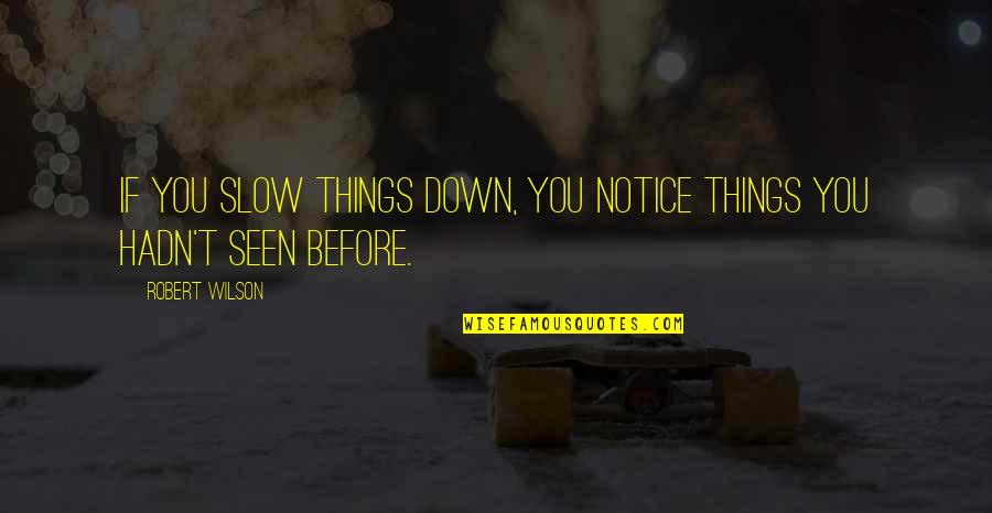Notice Things Quotes By Robert Wilson: If you slow things down, you notice things
