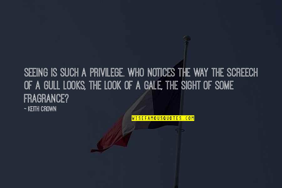 Notices Quotes By Keith Crown: Seeing is such a privilege. Who notices the Notices Quotes By Keith Crown: Seeing is such a privilege. Who notices the
