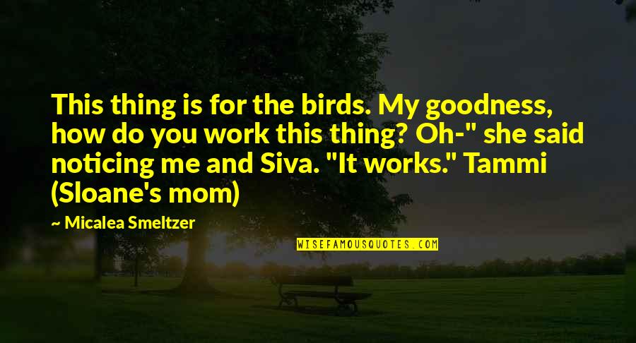 Noticing You Quotes By Micalea Smeltzer: This thing is for the birds. My goodness, Noticing You Quotes By Micalea Smeltzer: This thing is for the birds. My goodness,