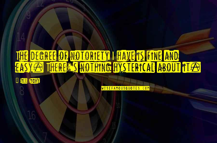 Notoriety Quotes By Bill Nighy: The degree of notoriety I have is fine