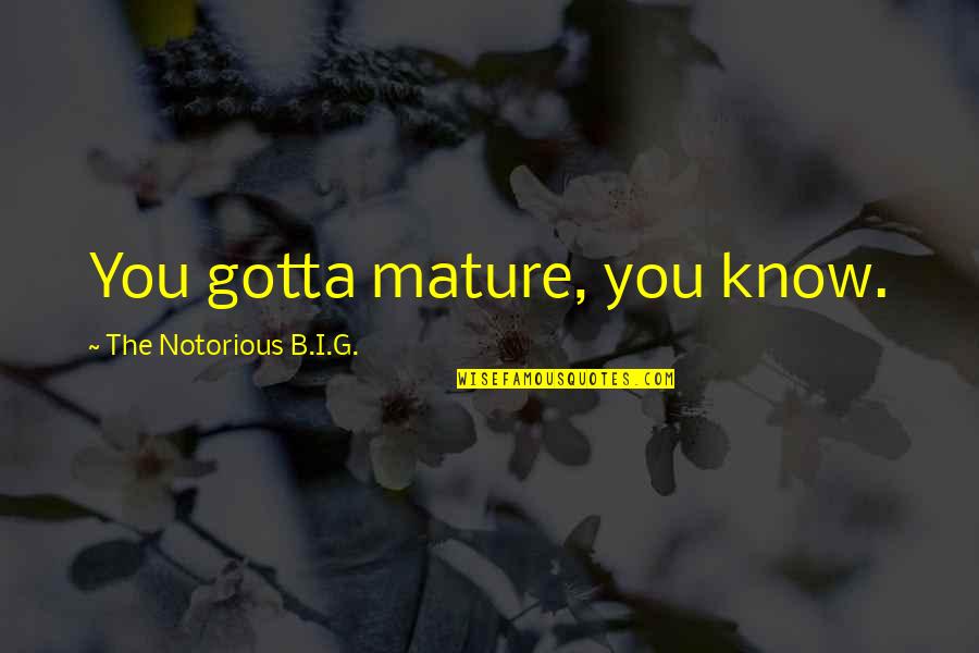 Notorious Quotes By The Notorious B.I.G.: You gotta mature, you know. Notorious Quotes By The Notorious B.I.G.: You gotta mature, you know.