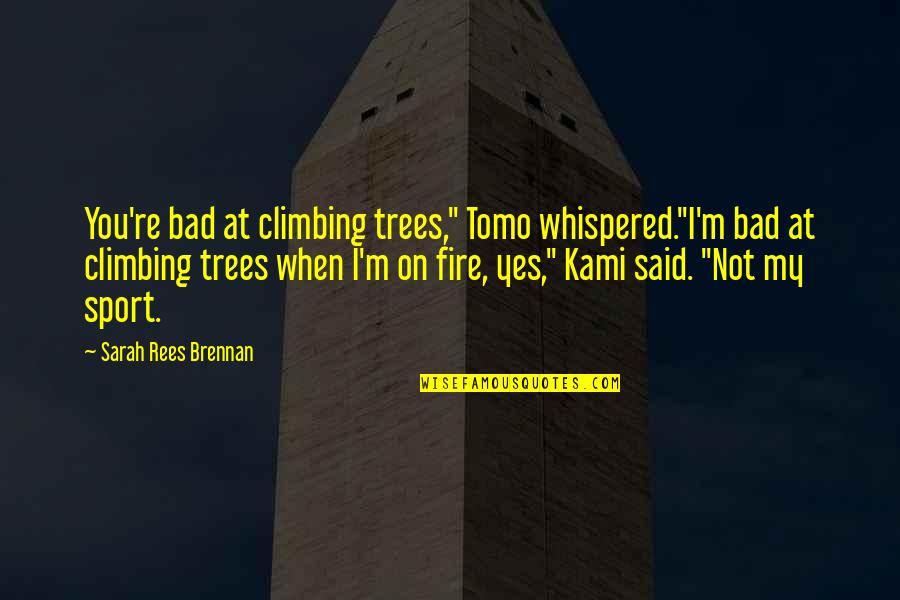 Nottage Sweat Quotes By Sarah Rees Brennan: You're bad at climbing trees," Tomo whispered."I'm bad