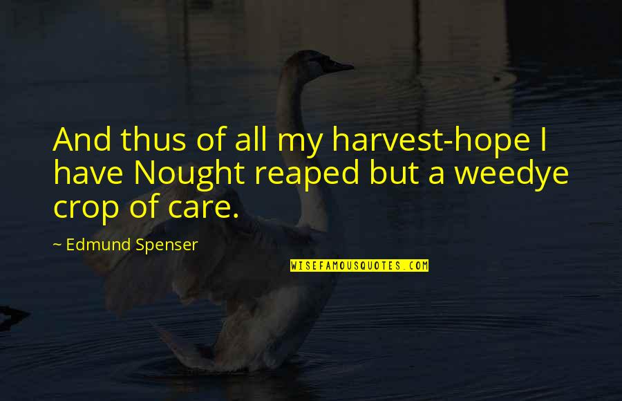 Nought Quotes By Edmund Spenser: And thus of all my harvest-hope I have