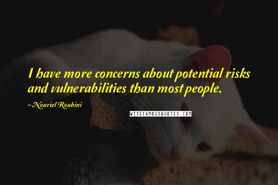 Nouriel Roubini quotes: I have more concerns about potential risks and vulnerabilities than most people.