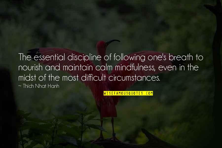 Nourish'd Quotes By Thich Nhat Hanh: The essential discipline of following one's breath to