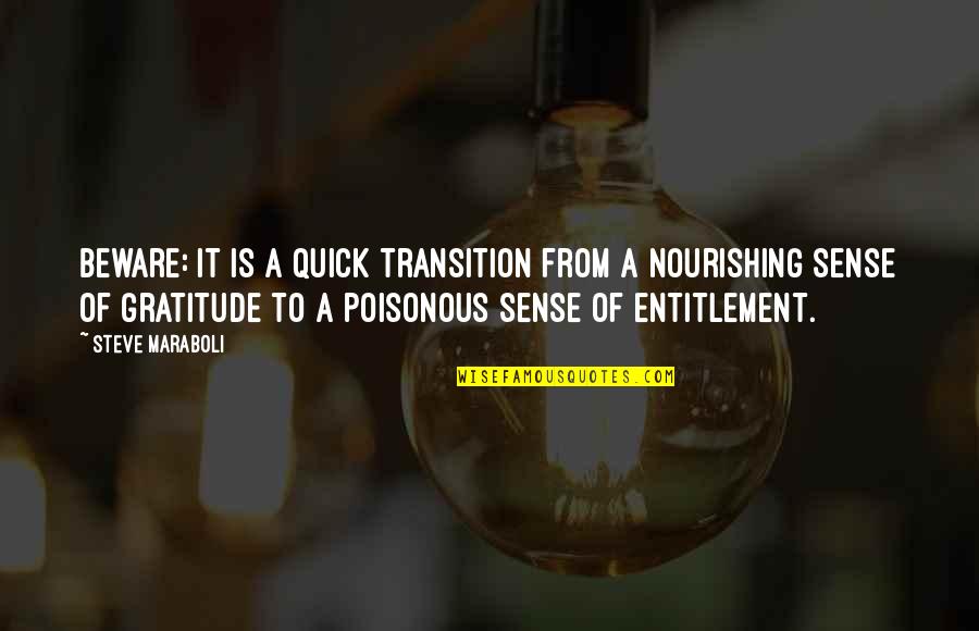 Nourishing Quotes By Steve Maraboli: Beware: It is a quick transition from a