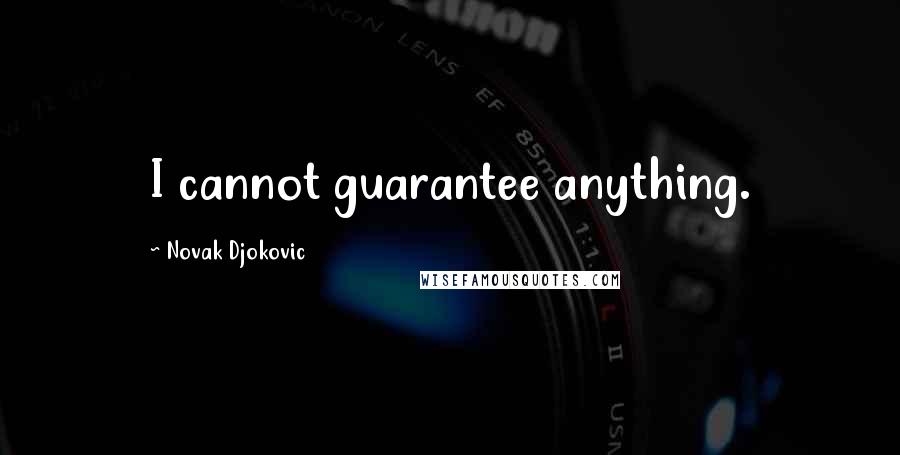 Novak Djokovic quotes: I cannot guarantee anything.