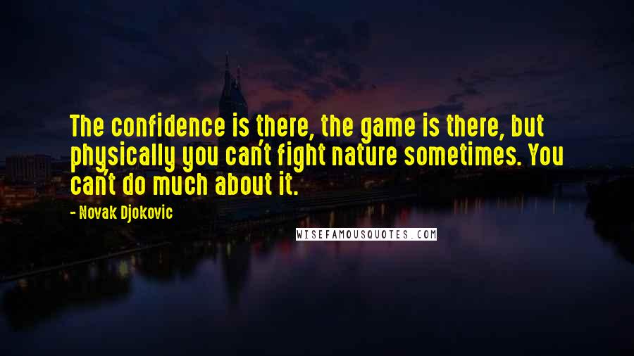 Novak Djokovic quotes: The confidence is there, the game is there, but physically you can't fight nature sometimes. You can't do much about it. Novak Djokovic quotes: The confidence is there, the game is there, but physically you can't fight nature sometimes. You can't do much about it.