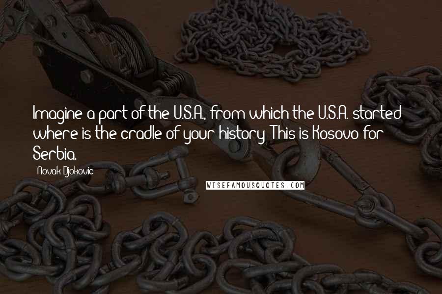 Novak Djokovic quotes: Imagine a part of the U.S.A., from which the U.S.A. started - where is the cradle of your history? This is Kosovo for Serbia. Novak Djokovic quotes: Imagine a part of the U.S.A., from which the U.S.A. started - where is the cradle of your history? This is Kosovo for Serbia.