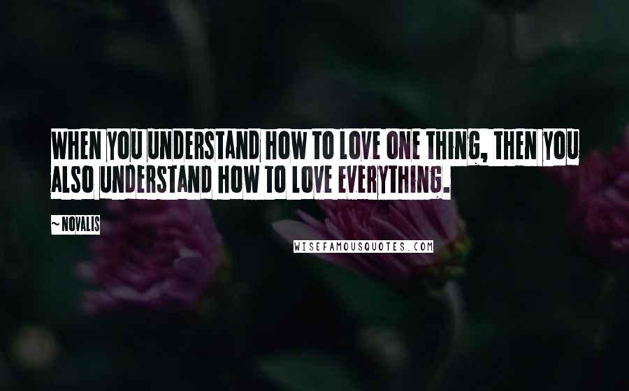 Novalis quotes: When you understand how to love one thing, then you also understand how to love everything.