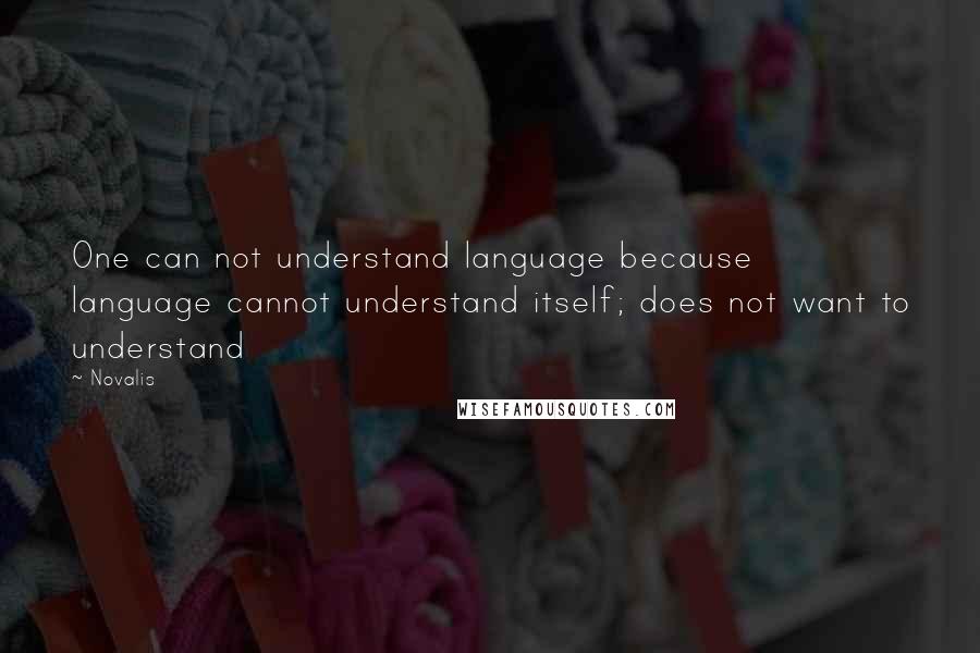 Novalis quotes: One can not understand language because language cannot understand itself; does not want to understand