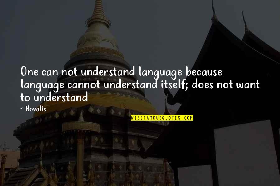 Novalis's Quotes By Novalis: One can not understand language because language cannot