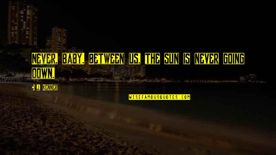 Novel Love Quotes By J. Kenner: Never, baby. Between us, the sun is never
