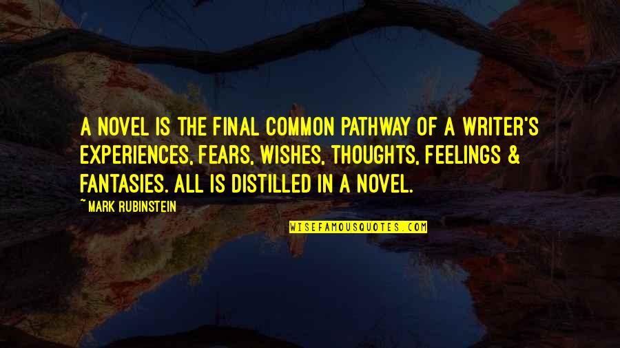 Novel Of Feelings Quotes By Mark Rubinstein: A novel is the final common pathway of