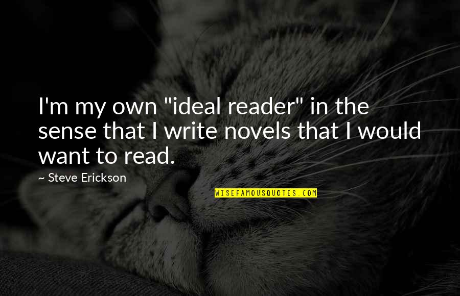 Novel Reader Quotes By Steve Erickson: I'm my own "ideal reader" in the sense