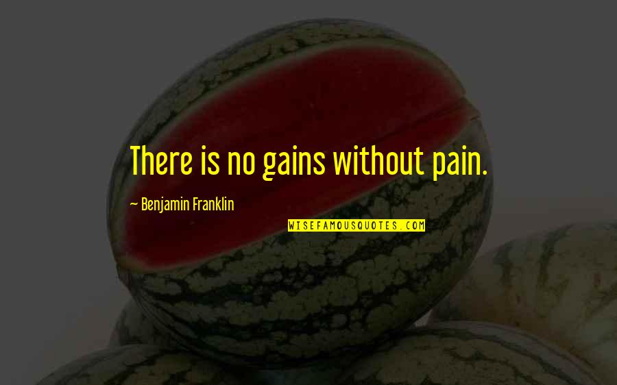 Novelist And Poet Quotes By Benjamin Franklin: There is no gains without pain.