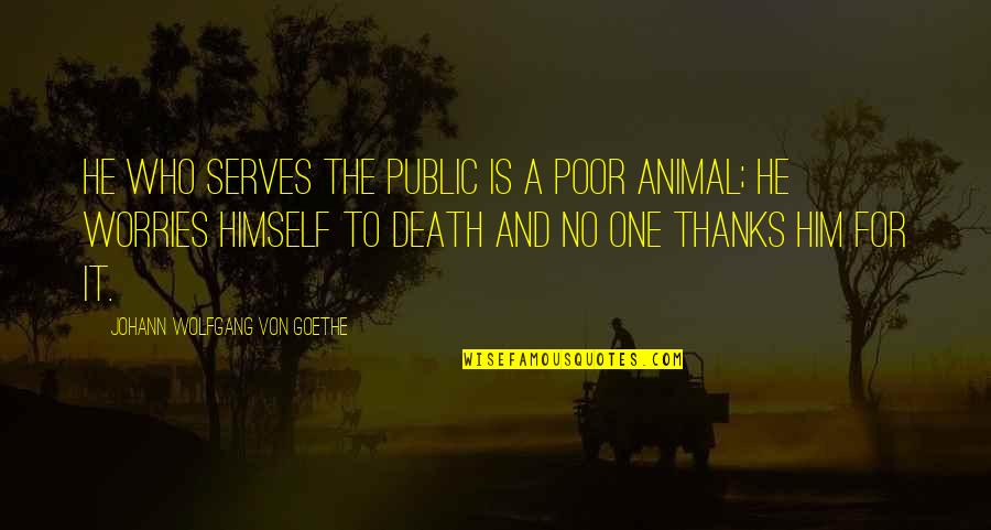 Novelists Souvenirs Quotes By Johann Wolfgang Von Goethe: He who serves the public is a poor