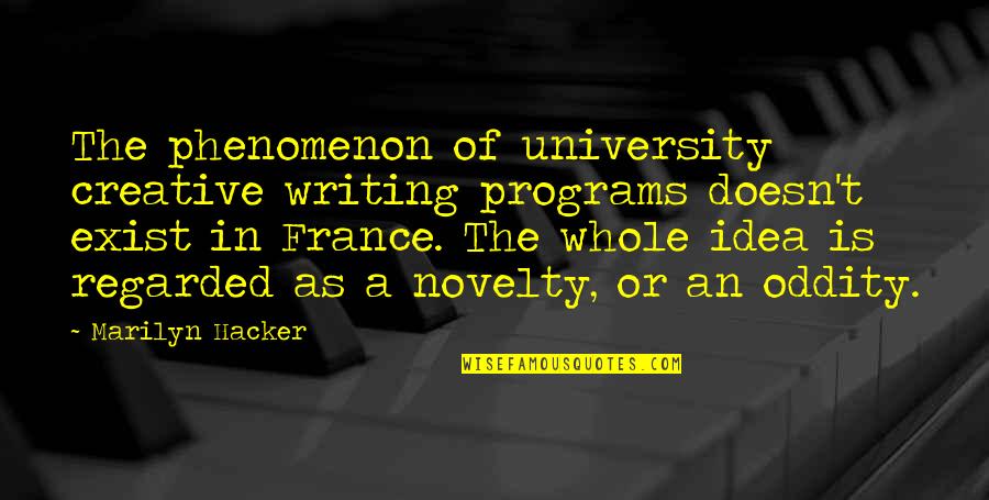 Novelty's Quotes By Marilyn Hacker: The phenomenon of university creative writing programs doesn't