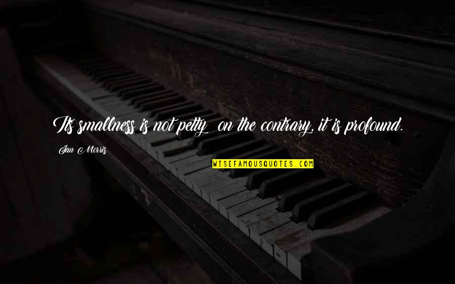 November 19 Inspirational Quotes By Jan Morris: Its smallness is not petty; on the contrary,
