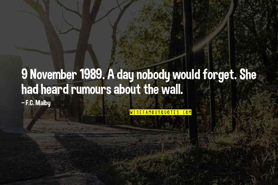 November Literary Quotes By F.C. Malby: 9 November 1989. A day nobody would forget.