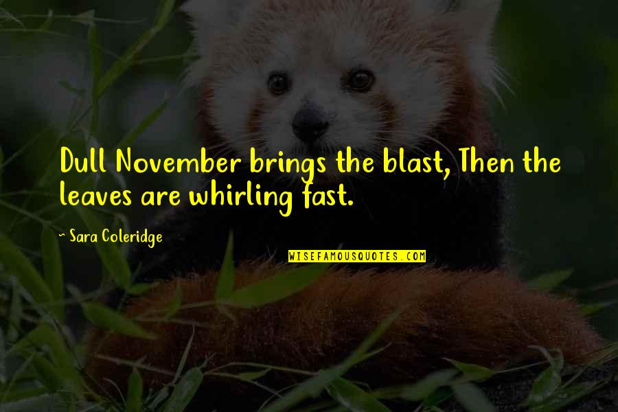 November Quotes By Sara Coleridge: Dull November brings the blast, Then the leaves