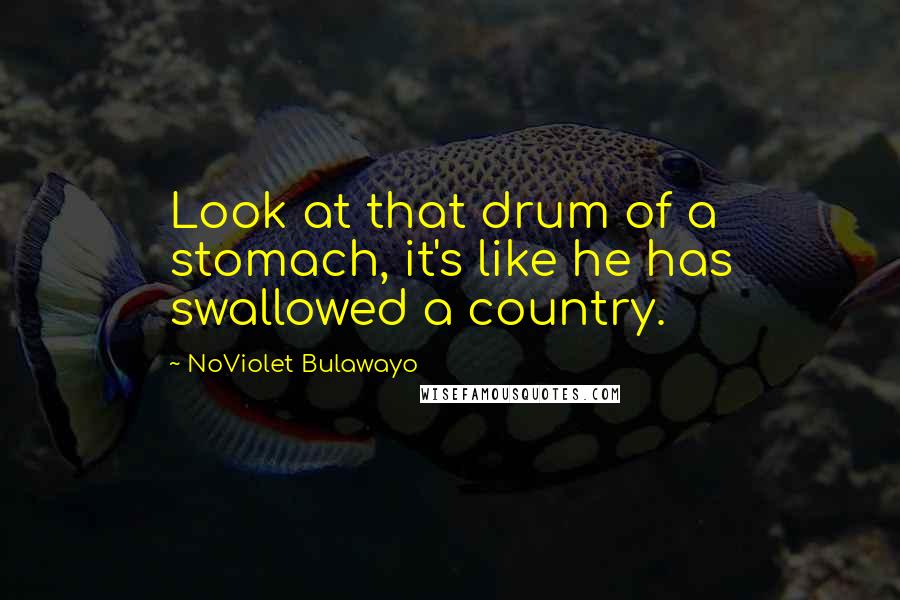 NoViolet Bulawayo quotes: Look at that drum of a stomach, it's like he has swallowed a country.