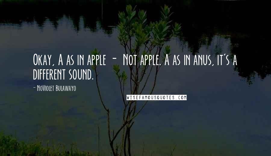 NoViolet Bulawayo quotes: Okay, A as in apple - Not apple. A as in anus, it's a different sound.