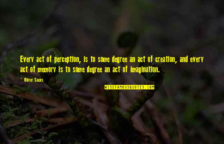 Novogradac Quotes By Oliver Sacks: Every act of perception, is to some degree Novogradac Quotes By Oliver Sacks: Every act of perception, is to some degree
