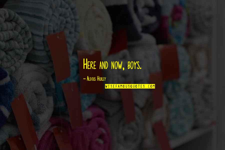 Now And Here Quotes By Aldous Huxley: Here and now, boys.