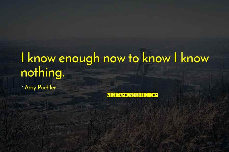 Now I Know Quotes By Amy Poehler: I know enough now to know I know Now I Know Quotes By Amy Poehler: I know enough now to know I know