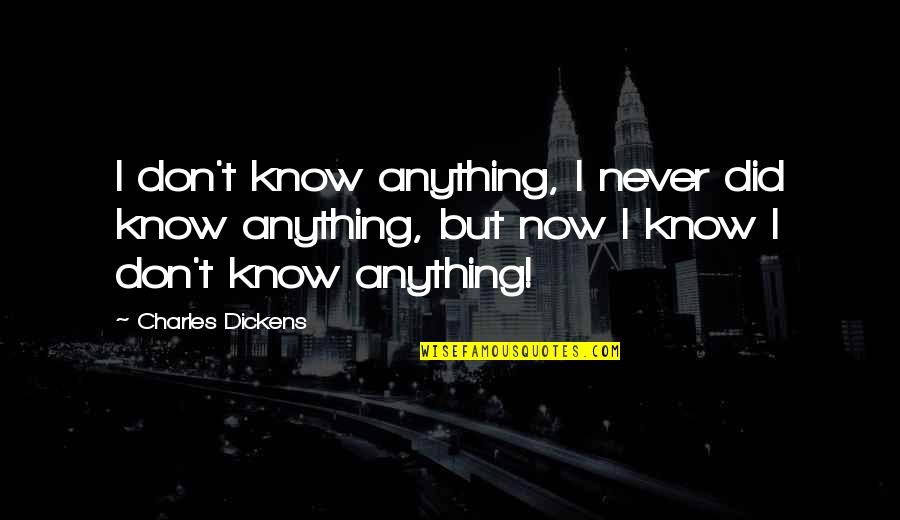Now I Know Quotes By Charles Dickens: I don't know anything, I never did know Now I Know Quotes By Charles Dickens: I don't know anything, I never did know