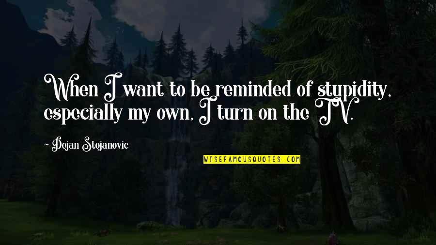 Now It's My Turn Quotes By Dejan Stojanovic: When I want to be reminded of stupidity,