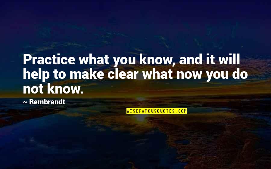 Now Not Quotes By Rembrandt: Practice what you know, and it will help