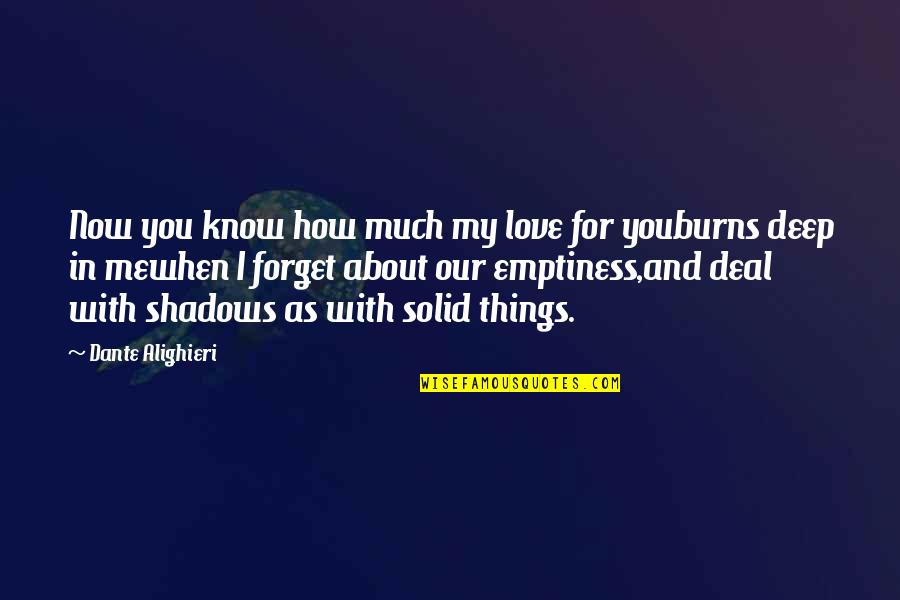 Now Our Quotes By Dante Alighieri: Now you know how much my love for