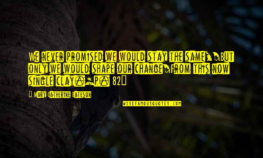 Now Our Quotes By Mary Catherine Bateson: We never promised we would stay the same,/But Now Our Quotes By Mary Catherine Bateson: We never promised we would stay the same,/But