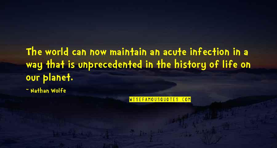 Now Our Quotes By Nathan Wolfe: The world can now maintain an acute infection