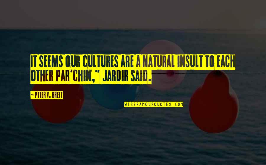 Now Plus Prank Quotes By Peter V. Brett: It seems our cultures are a natural insult