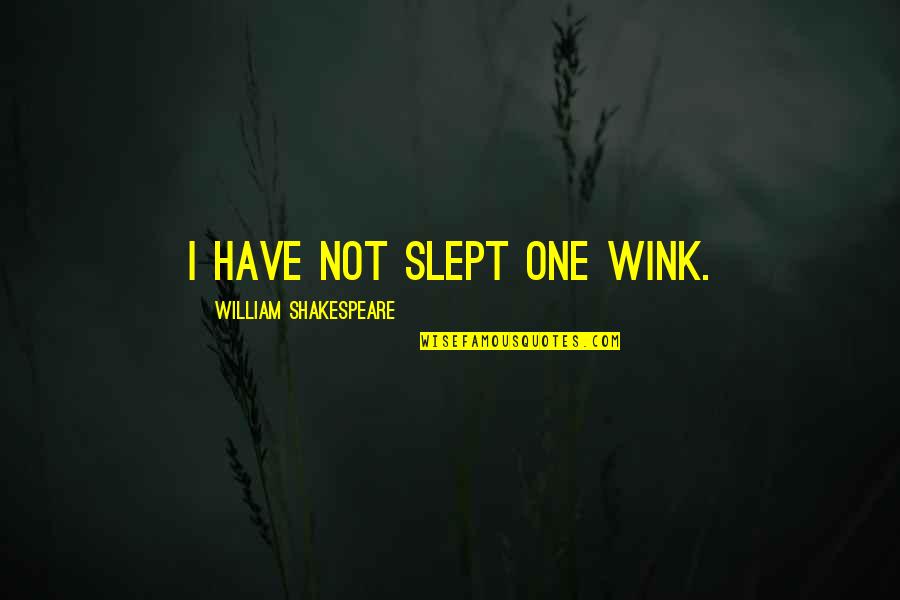 Now That I Have You Memorable Quotes By William Shakespeare: I have not slept one wink.