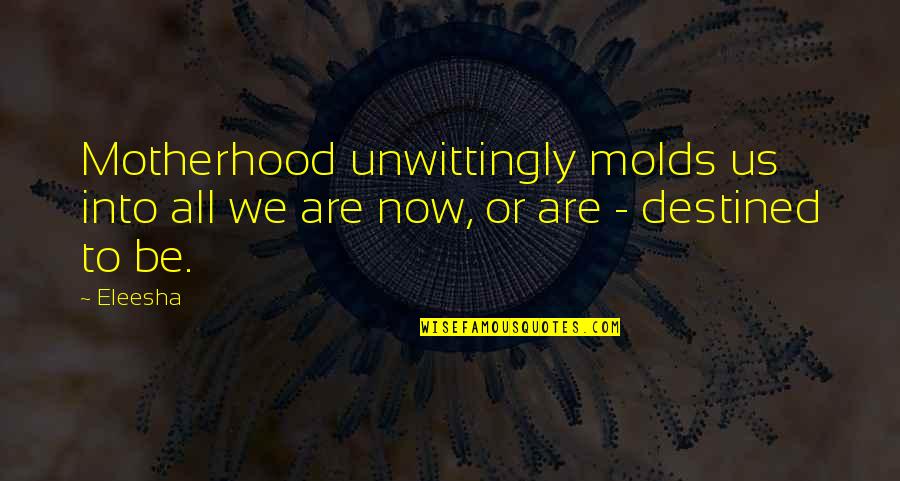 Now We Quotes By Eleesha: Motherhood unwittingly molds us into all we are