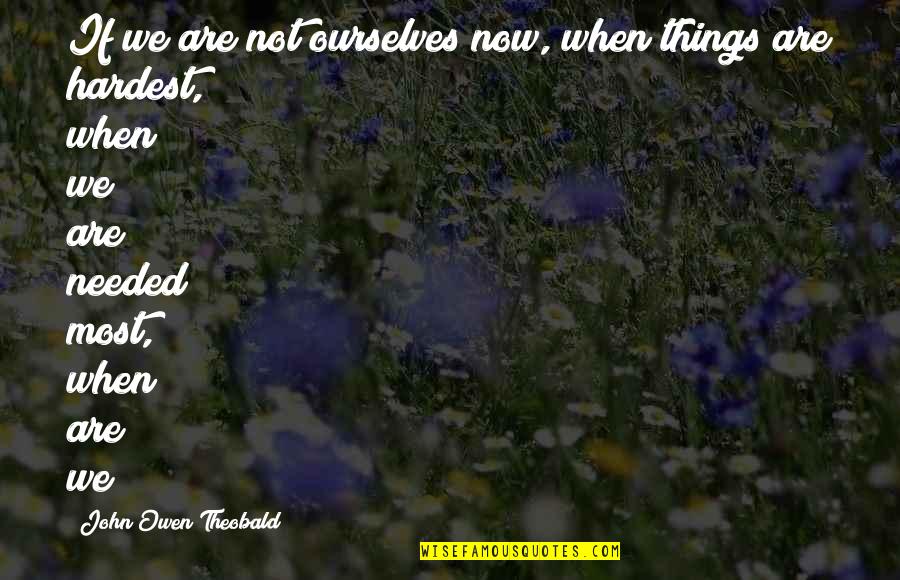 Now We Quotes By John Owen Theobald: If we are not ourselves now, when things