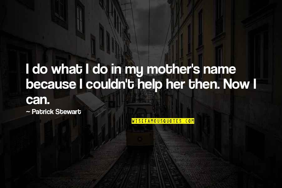 Now What Help Quotes By Patrick Stewart: I do what I do in my mother's