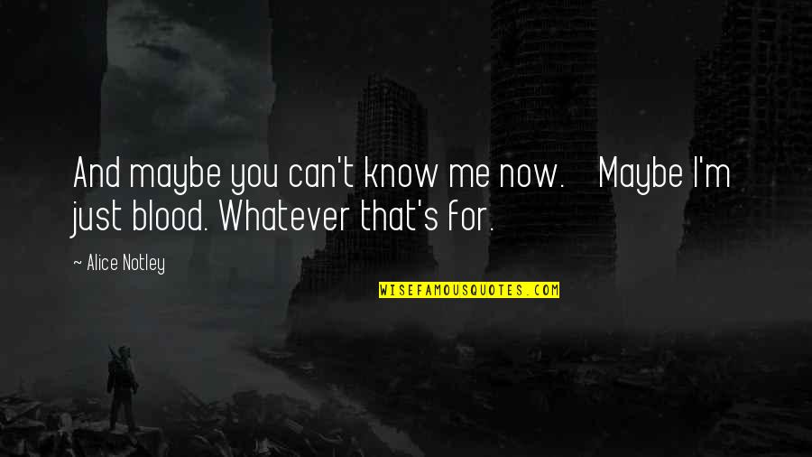 Now You Know Me Quotes By Alice Notley: And maybe you can't know me now. Maybe