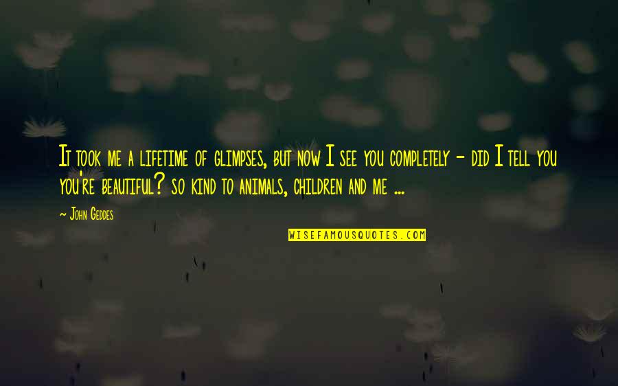 Now You Love Me Quotes By John Geddes: It took me a lifetime of glimpses, but