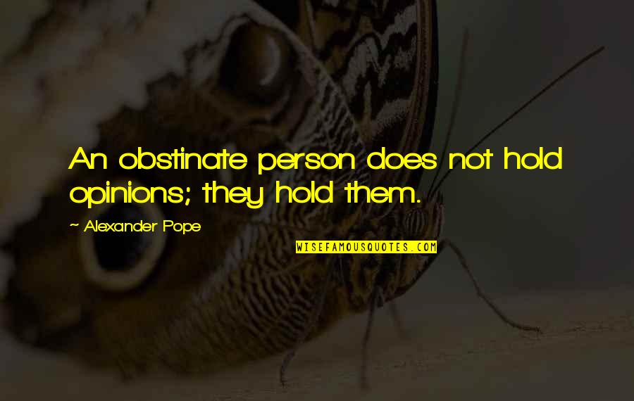 Now You're Just Somebody I Used To Know Quotes By Alexander Pope: An obstinate person does not hold opinions; they Now You're Just Somebody I Used To Know Quotes By Alexander Pope: An obstinate person does not hold opinions; they